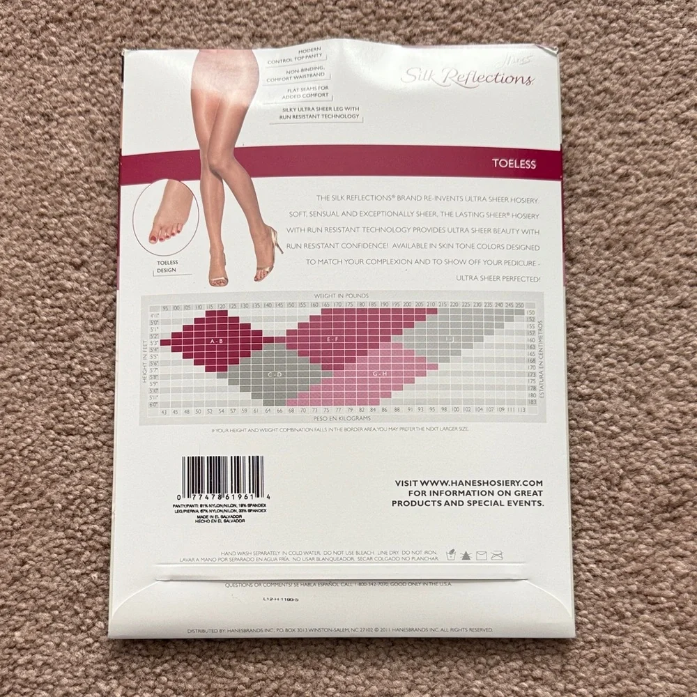 Hanes Silk Reflections Ultra Sheer Toeless Pantyhose - Beige/Bisque Size AB